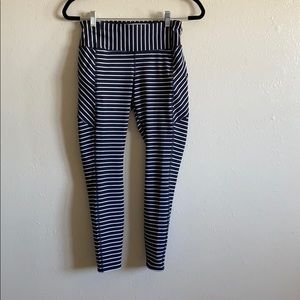 Athleta 7/8 navy/white striped contender leggings